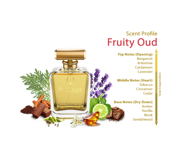 Wildcrust Fruity Oud perfume for men sweet fruity oud fragrance long lasting bold luxury scent bottle