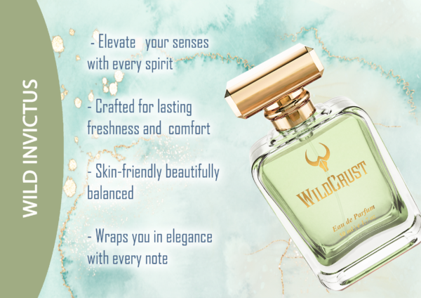 Wildcrust Invictus inspired perfume for men fresh aquatic woody fragrance long lasting scent bottle