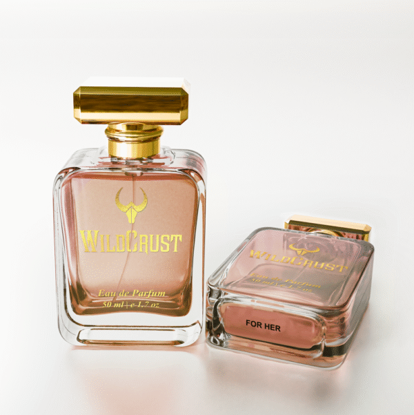 Narciso Rodriguez For Her perfume bottle in blush pink, featuring soft floral and musky notes of rose, amber, and sandalwood.